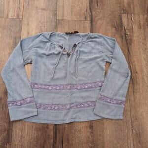 VTG Funky People Women's Medium Top Shirt Boho Hippie Stripe Purple Lavender